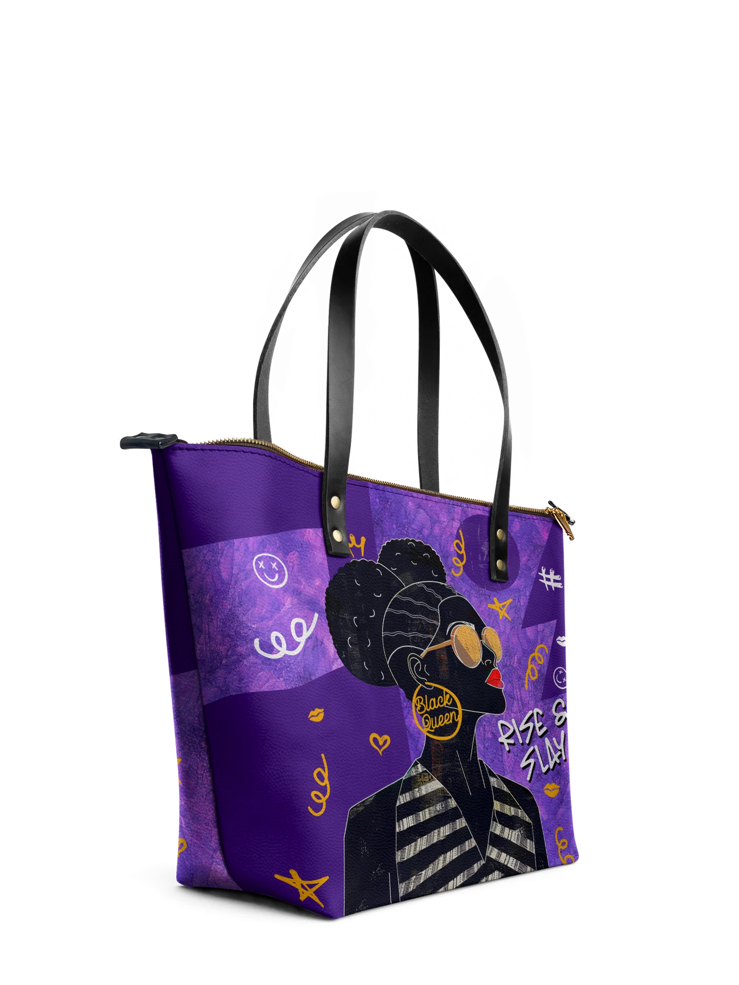 Afroyla "Sanaa" Purple Crayon Leather Tote Bag