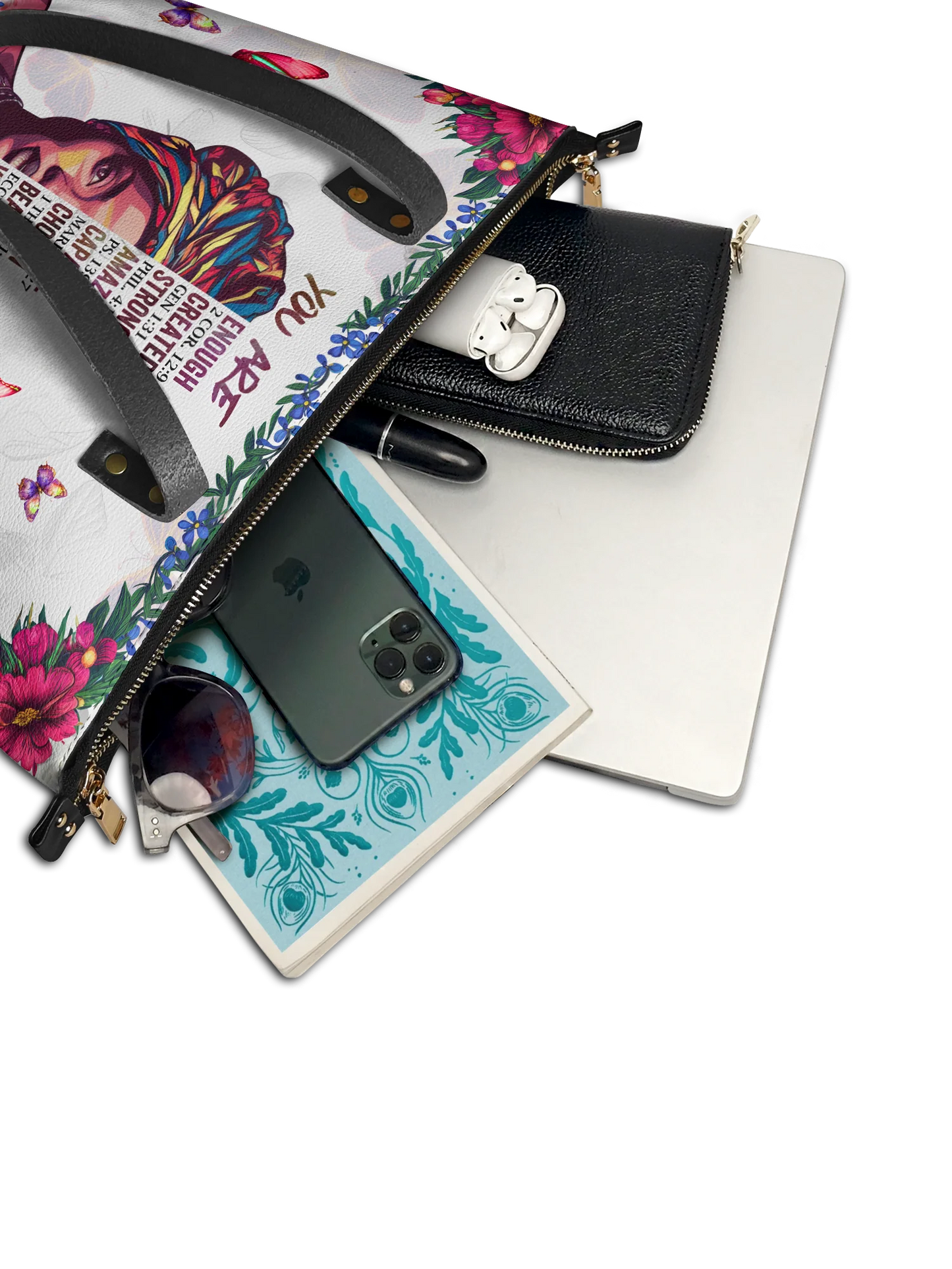 Afroyla "Imani" Dove White Leather Tote Bag