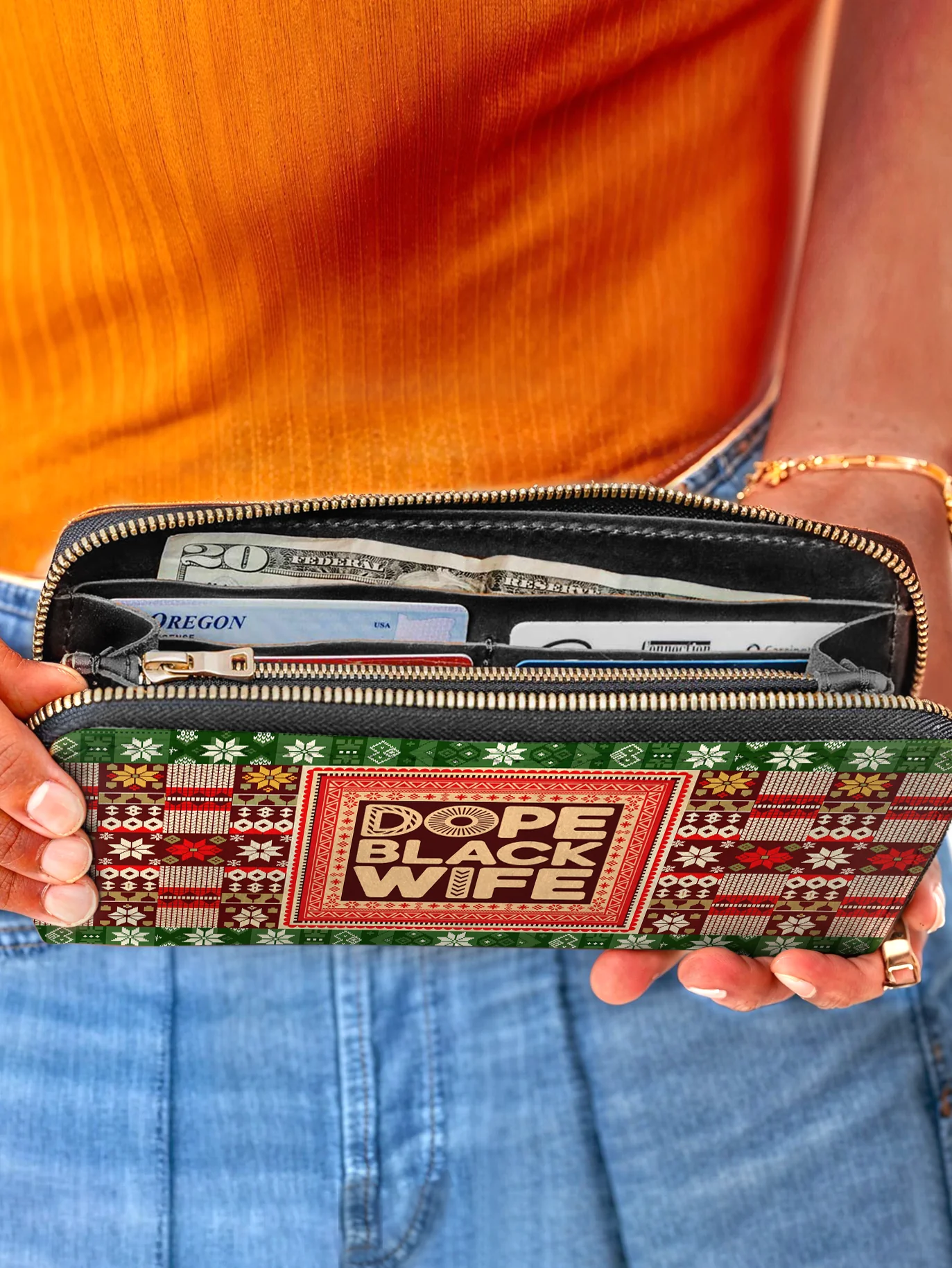 Afroyla "Dope Black Wife" Frosted Pine Wallet