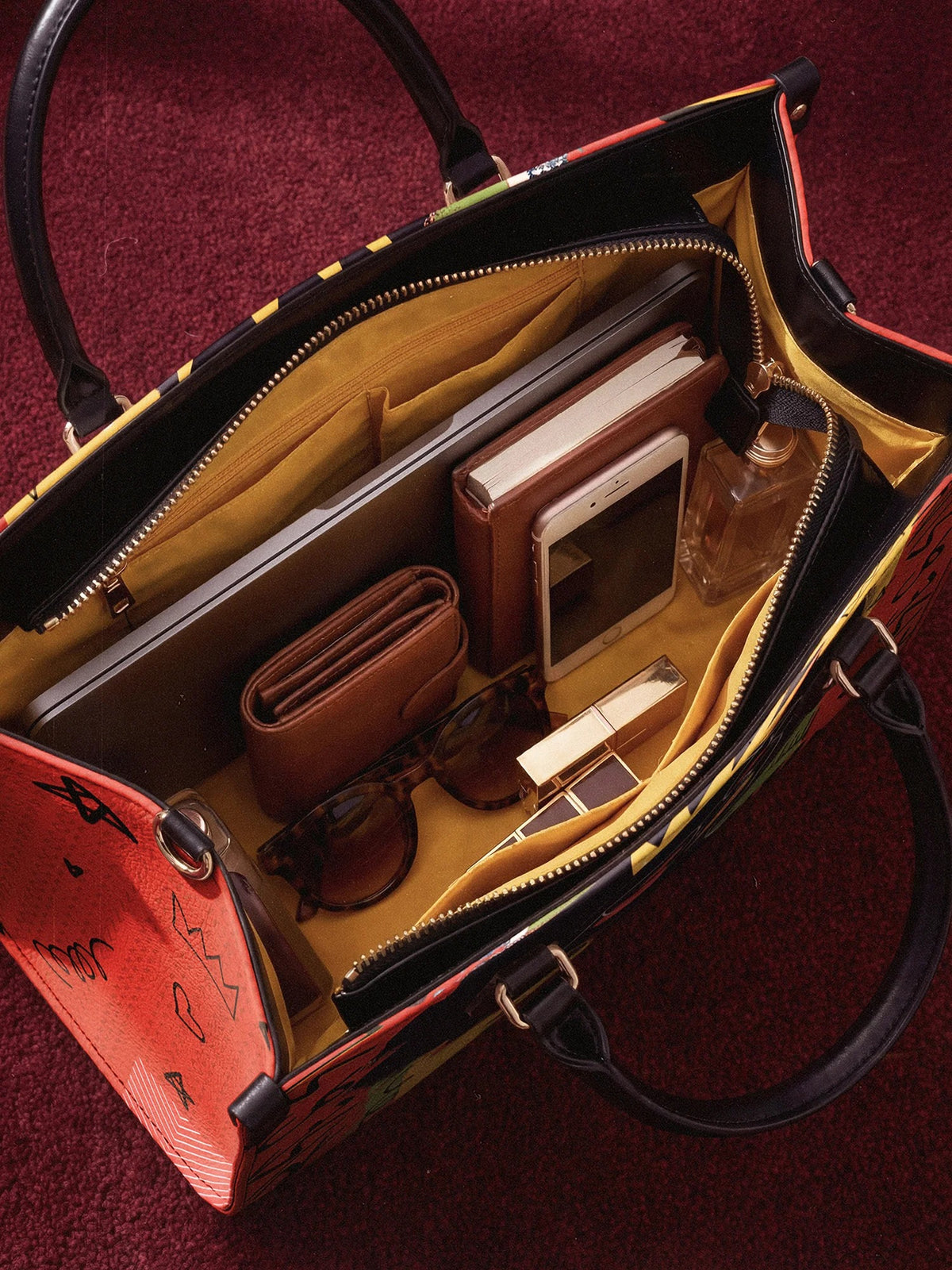 Afroyla "Aina" Flame Red Leather Handbag