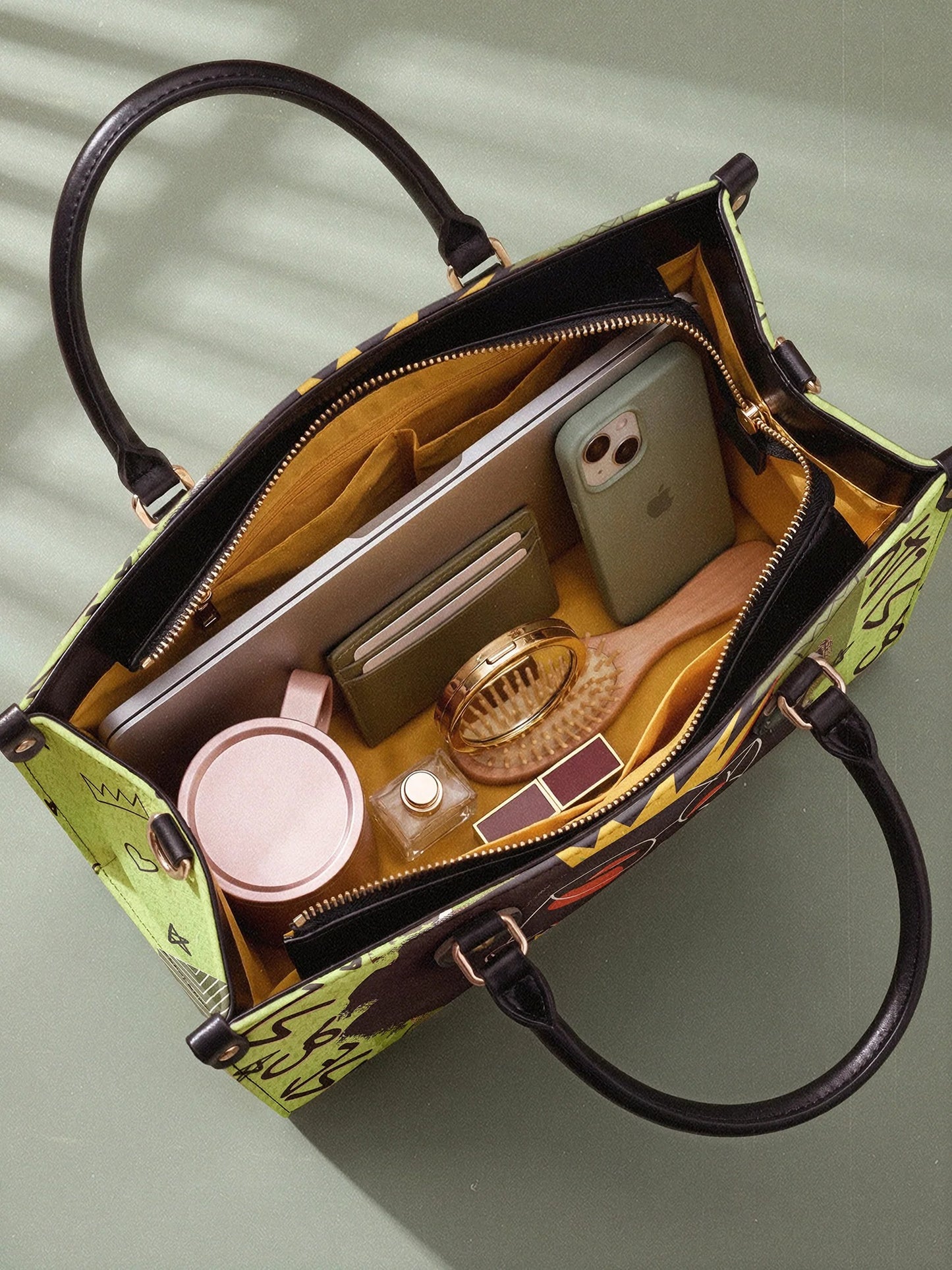 Afroyla "Aina" Lime Pop Leather Handbag