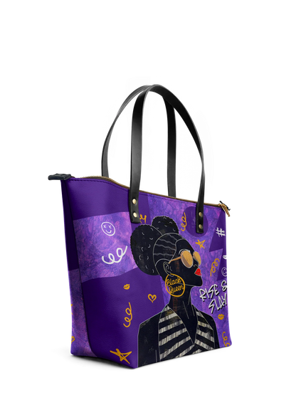 Afroyla "Sanaa" Purple Crayon Leather Tote Bag