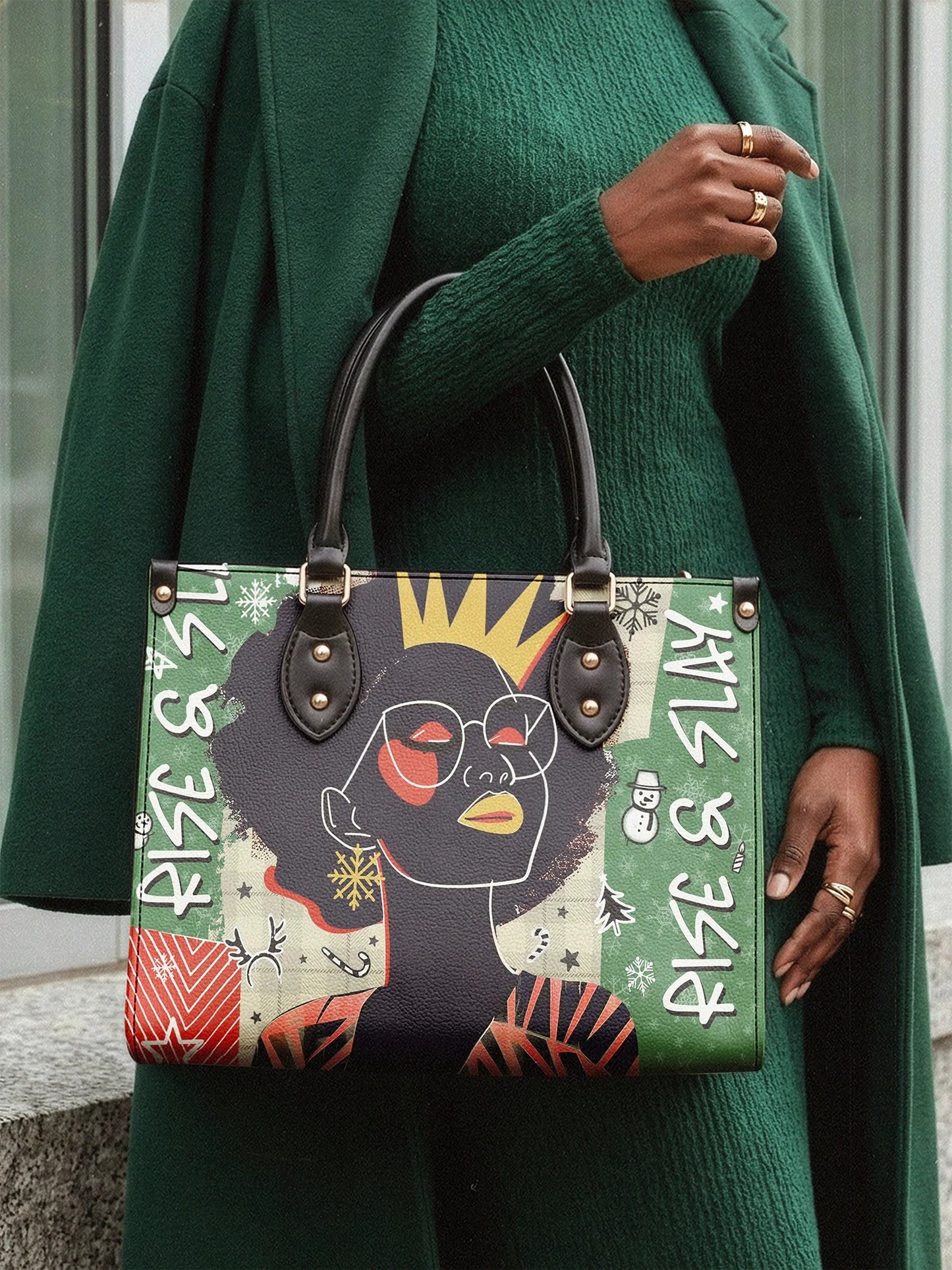 Afroyla "Aina" Lime Pop Xmas Leather Handbag
