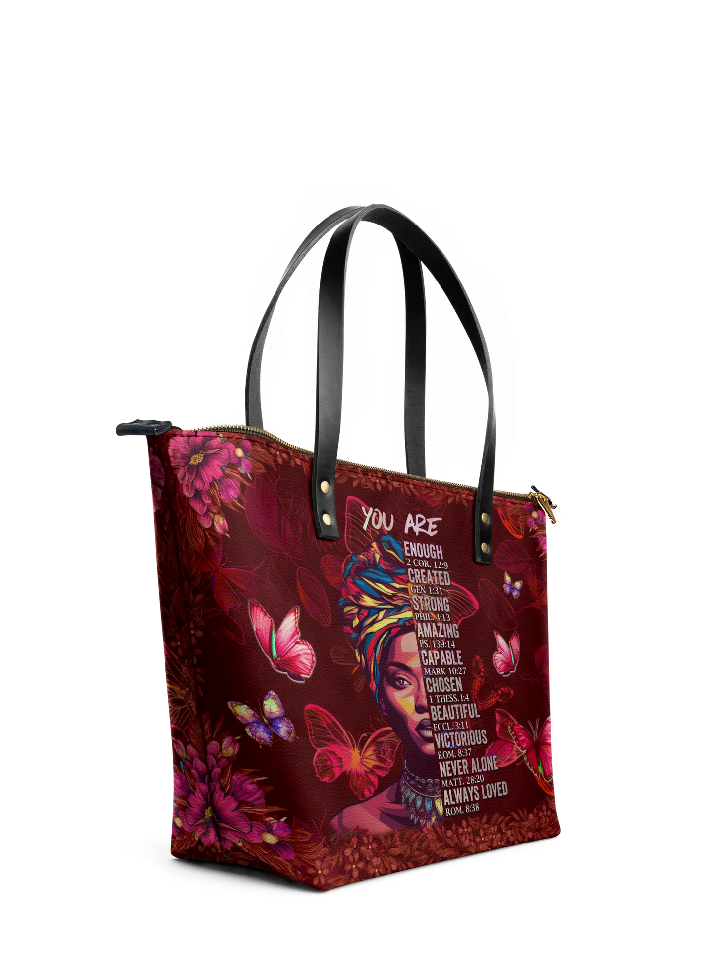 Afroyla "Imani" Pomegranate Red Leather Tote Bag