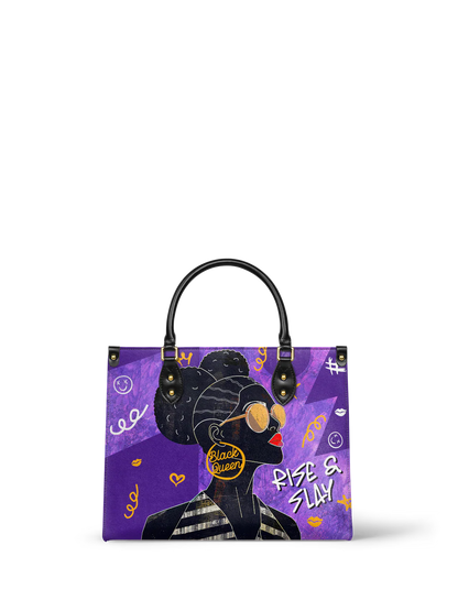 Afroyla "Sanaa" Purple Crayon Leather Handbag
