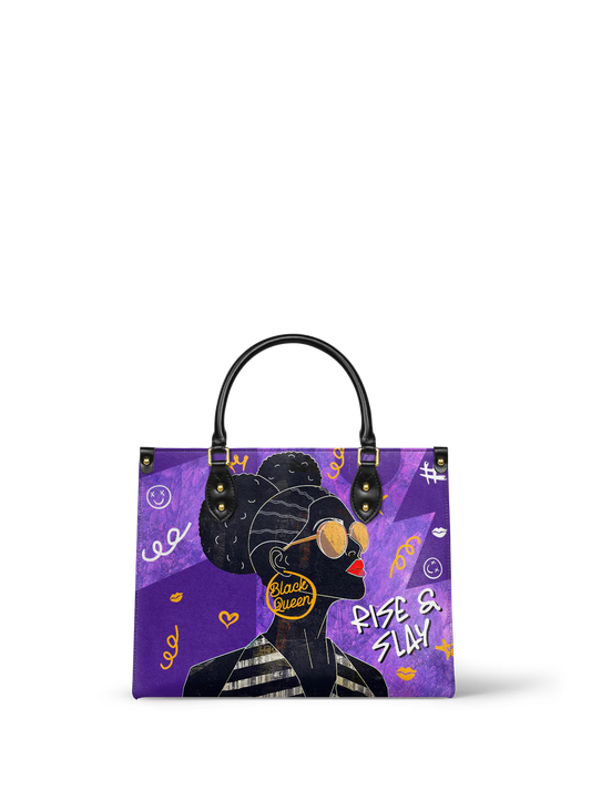 Afroyla "Sanaa" Purple Crayon Leather Handbag