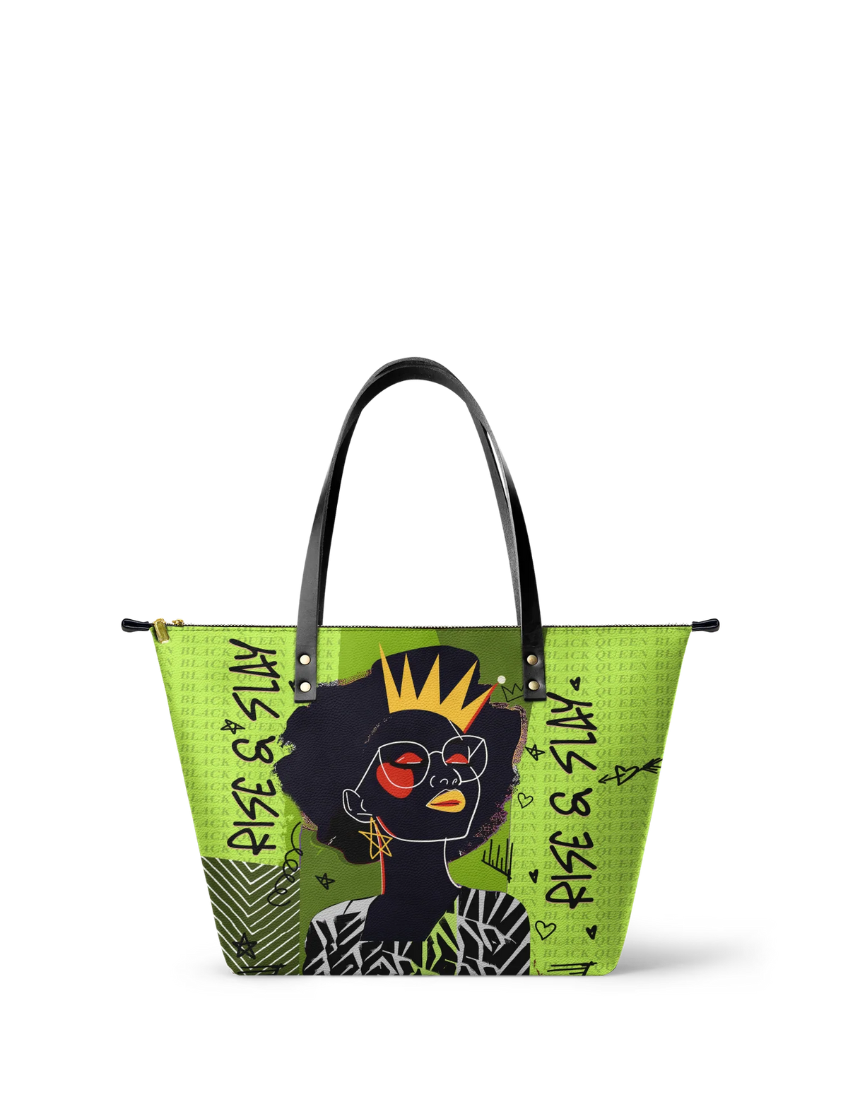 Afroyla "Aina" Lime Pop Leather Tote Bag
