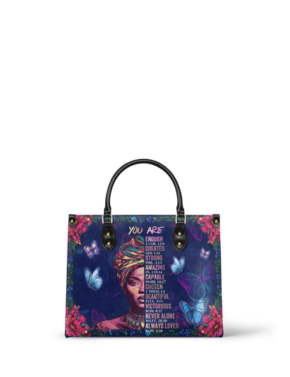 Afroyla "Imani" Blue Orchid Leather Handbag