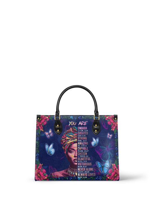 Afroyla "Imani" Blue Orchid Leather Handbag