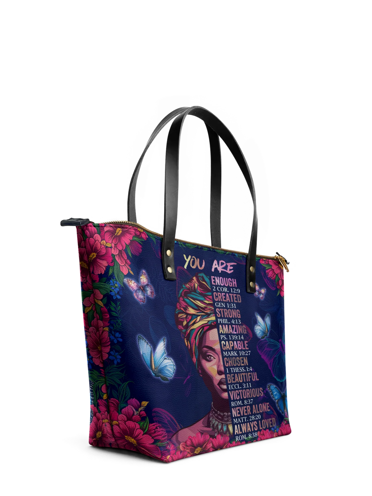 Afroyla "Imani" Blue Orchid Leather Tote Bag