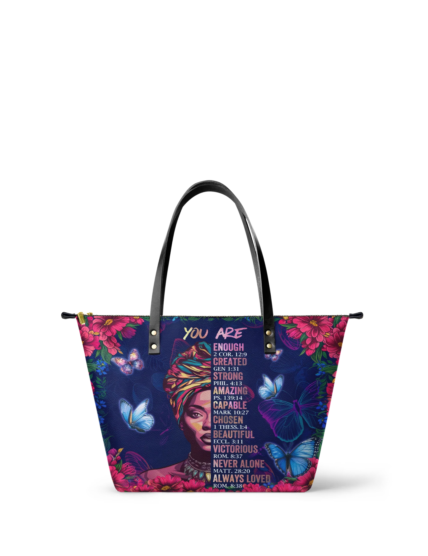 Afroyla "Imani" Blue Orchid Leather Tote Bag