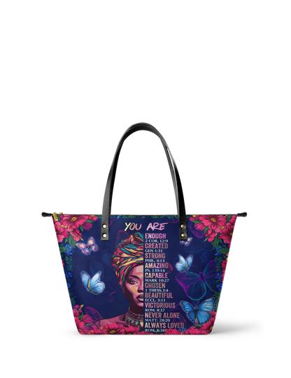 Afroyla "Imani" Blue Orchid Leather Tote Bag