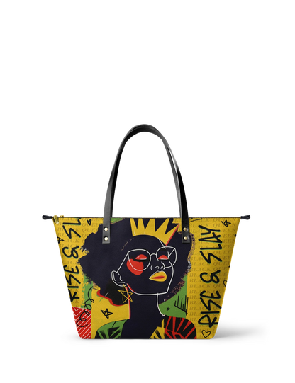 Afroyla "Aina" Lemon Zest Leather Tote Bag