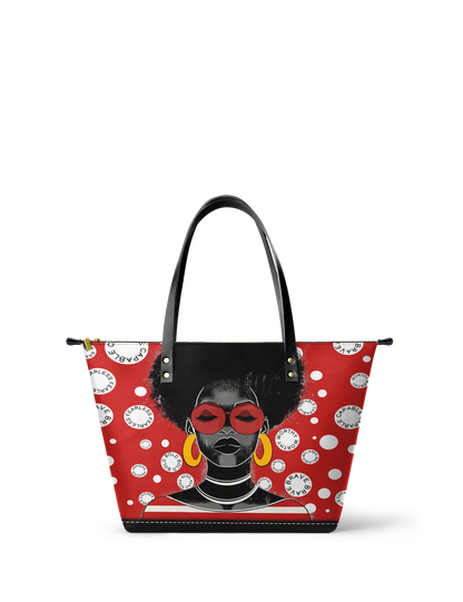 Afroyla "Fahari" Strawberry Pop Leather Tote Bag