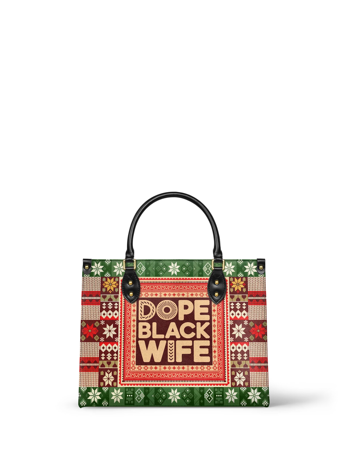 Afroyla "Dope Black Wife" Frosted Pine Leather Handbag