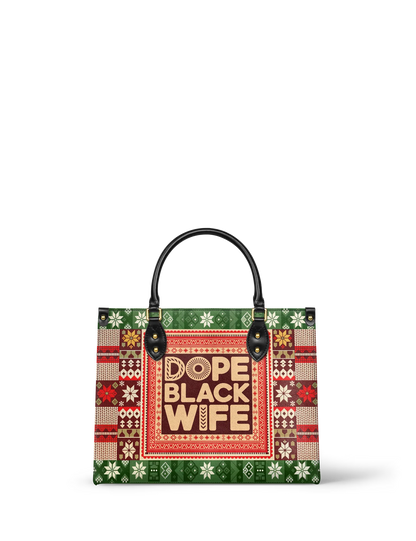 Afroyla "Dope Black Wife" Frosted Pine Leather Handbag
