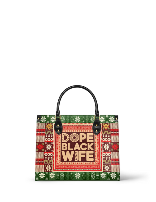 Afroyla "Dope Black Wife" Frosted Pine Leather Handbag