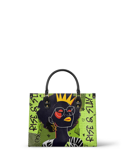 Afroyla "Aina" Lime Pop Leather Handbag