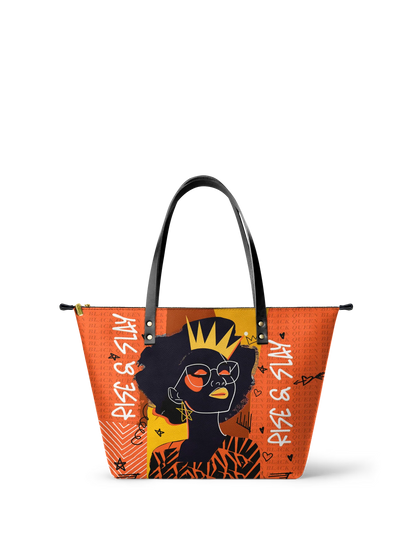 Afroyla "Aina" Orange Sorbet Leather Tote Bag