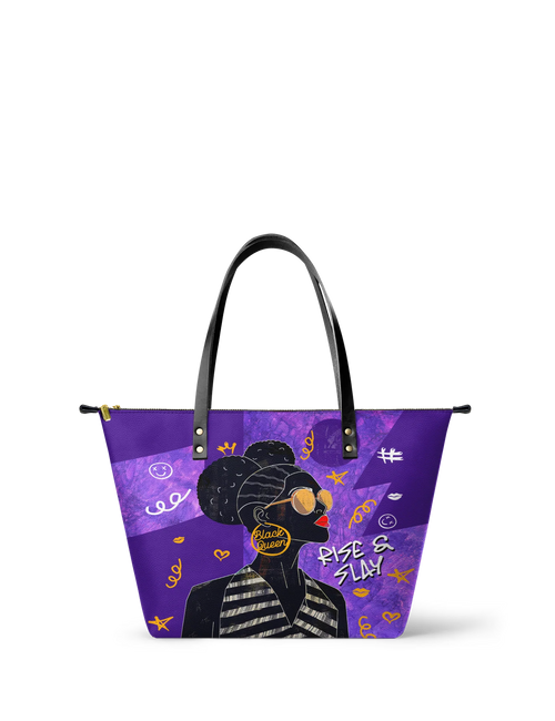 Afroyla "Sanaa" Purple Crayon Leather Tote Bag