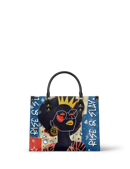 Afroyla "Aina" Blueberry Snow Leather Handbag