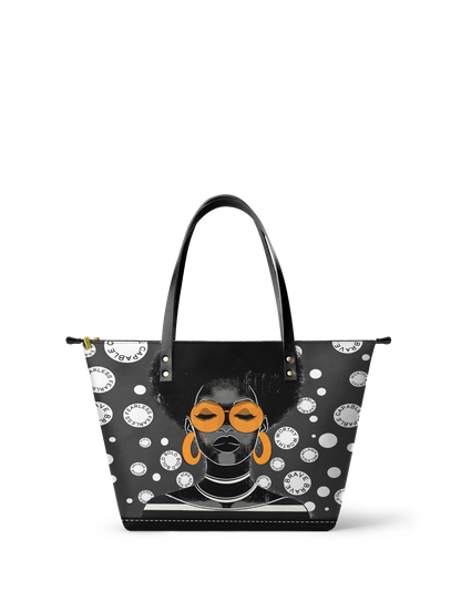 Afroyla "Fahari" Monochrome Leather Tote Bag