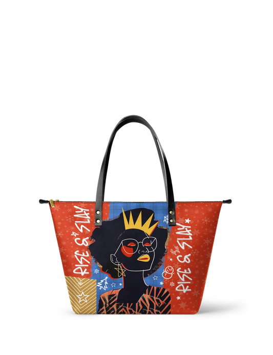 Afroyla "Aina" Frosted Cherry Leather Tote Bag