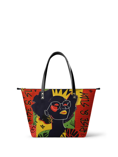 Afroyla "Aina" Flame Red Leather Tote Bag