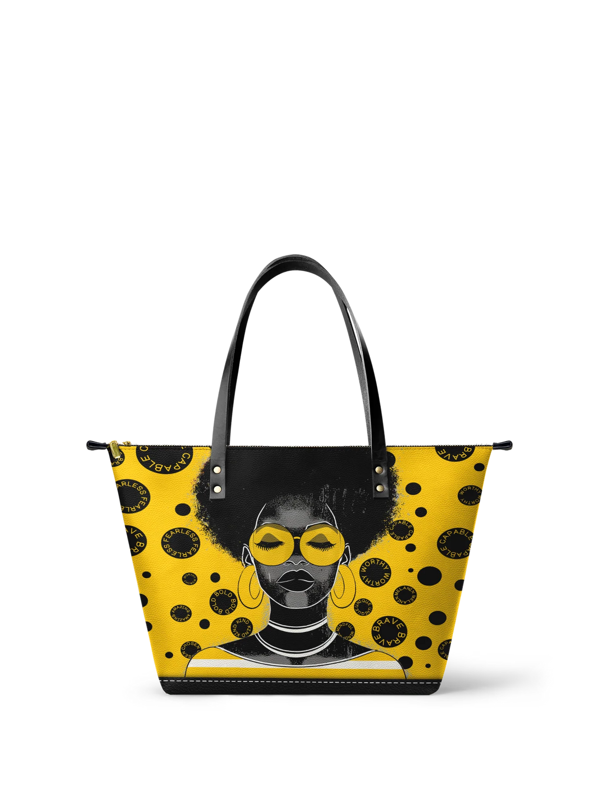Afroyla "Fahari" Marigold Pop Leather Tote Bag