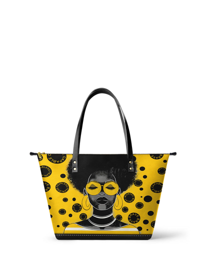 Afroyla "Fahari" Marigold Pop Leather Tote Bag