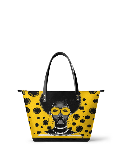 Afroyla "Fahari" Marigold Pop Leather Tote Bag