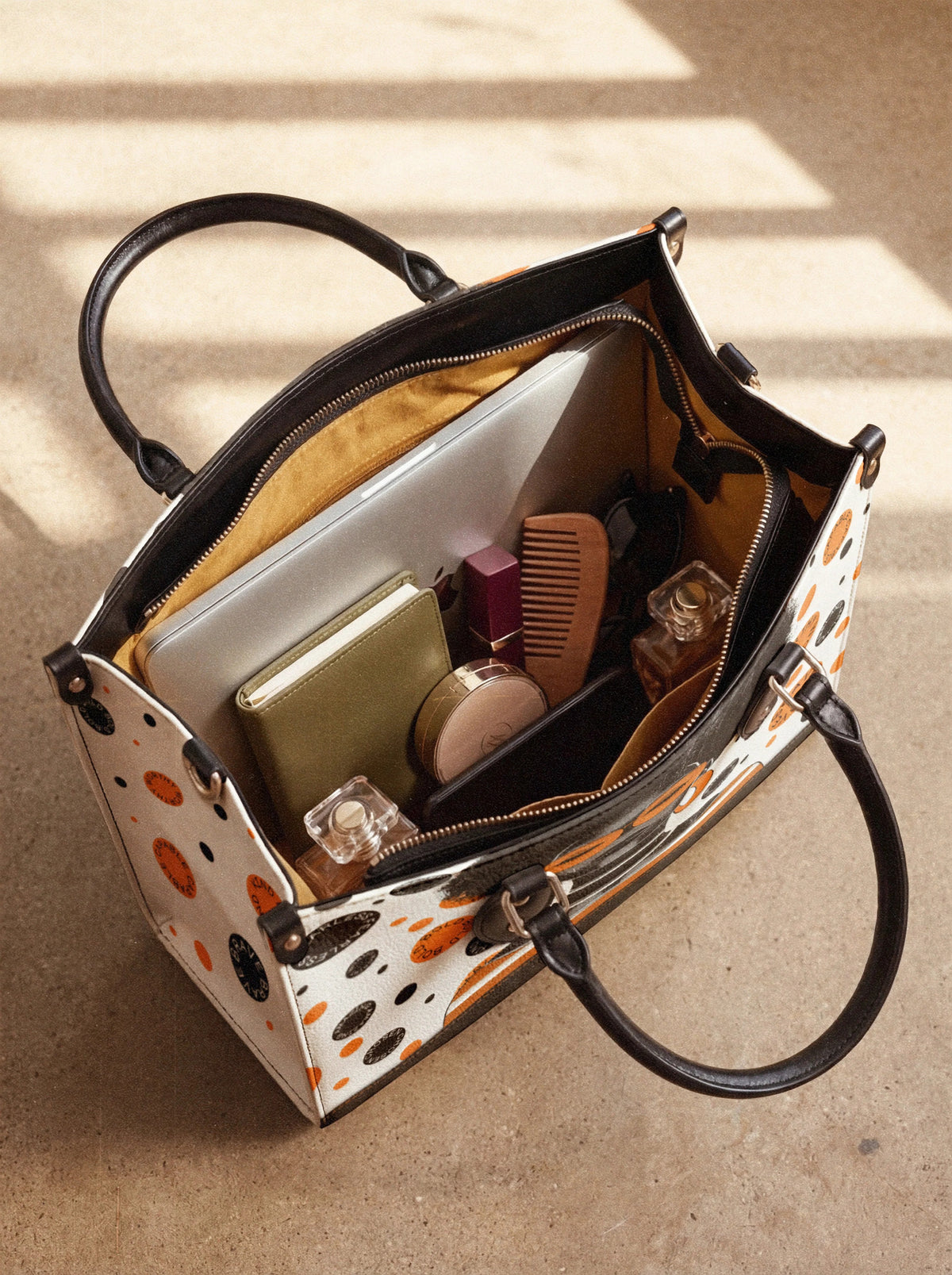 Afroyla "Fahari" Marshmallow Citrus Leather Handbag