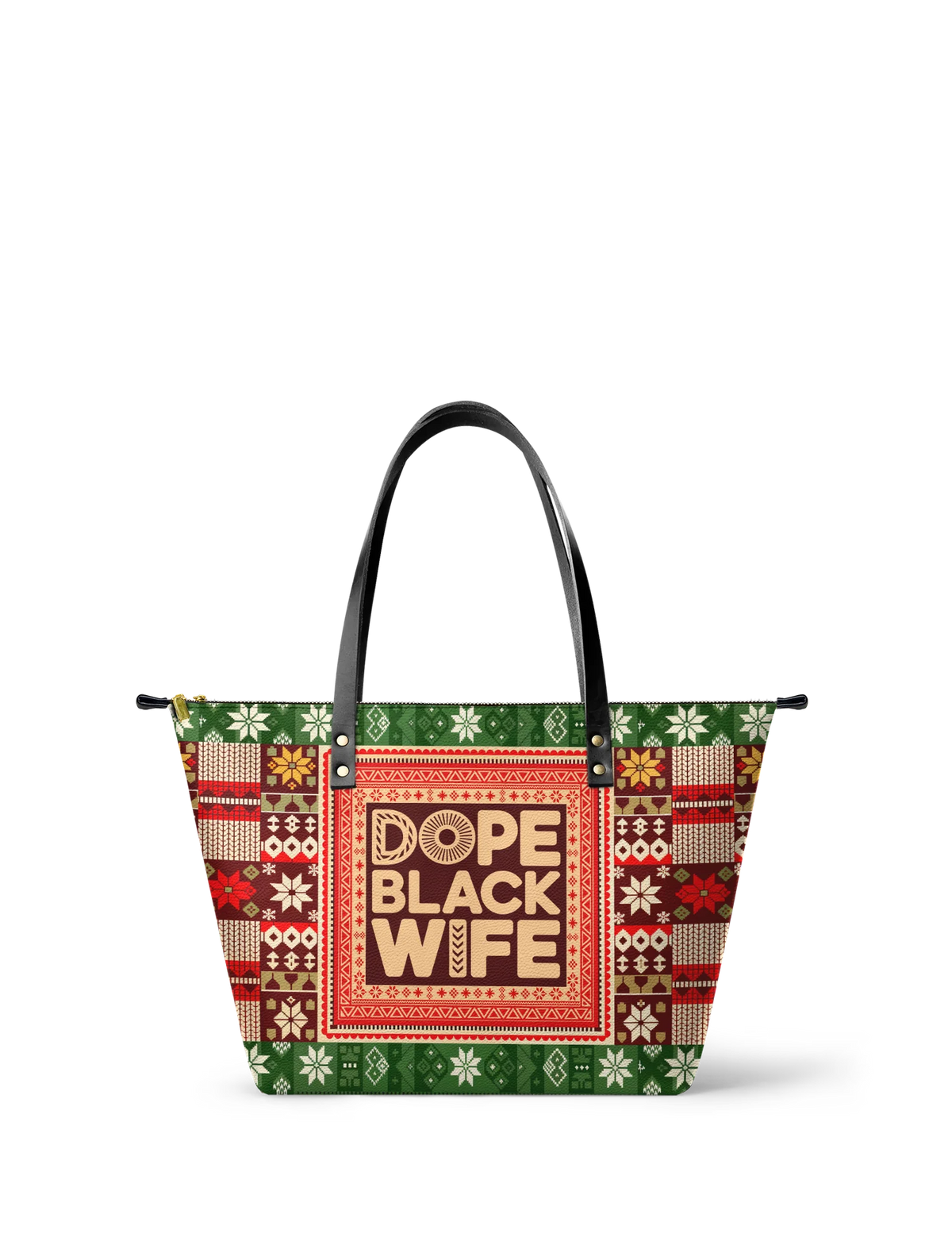 Afroyla "Dope Black Wife" Frosted Pine Leather Tote Bag