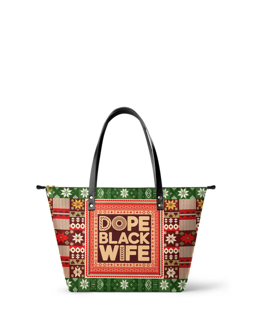 Afroyla "Dope Black Wife" Frosted Pine Leather Tote Bag