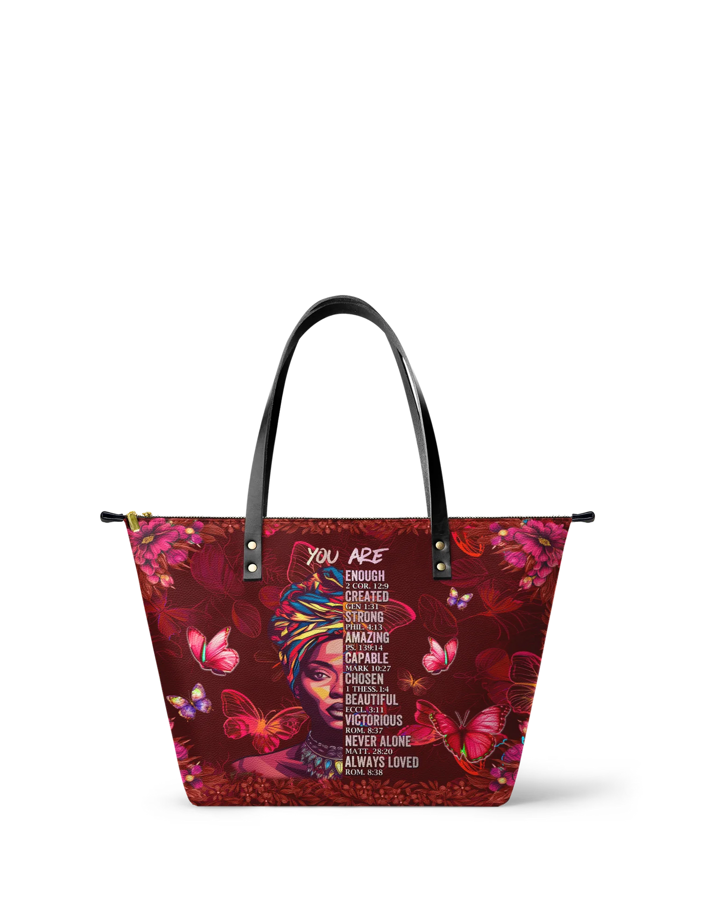 Afroyla "Imani" Pomegranate Red Leather Tote Bag