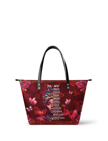 Afroyla "Imani" Pomegranate Red Leather Tote Bag