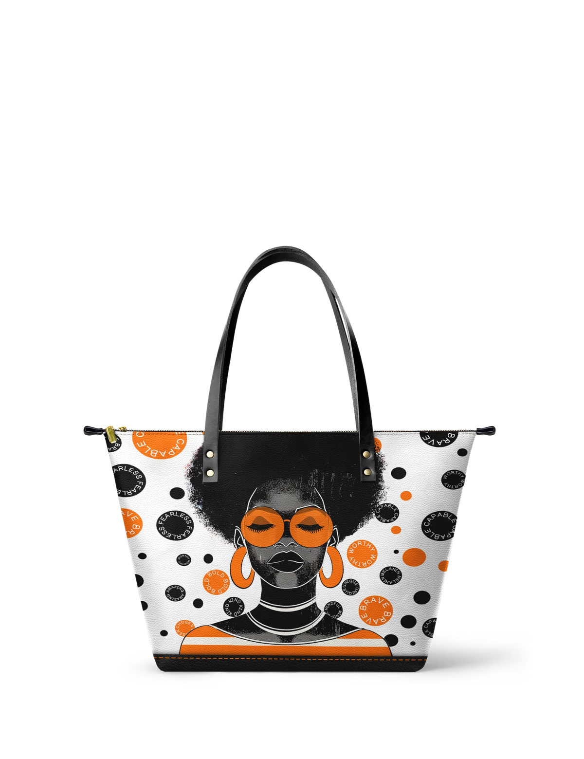 Afroyla "Fahari" Marshmallow Citrus Leather Tote Bag