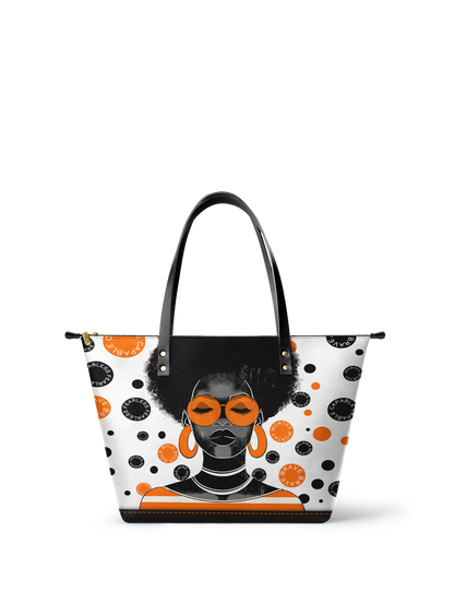 Afroyla "Fahari" Marshmallow Citrus Leather Tote Bag
