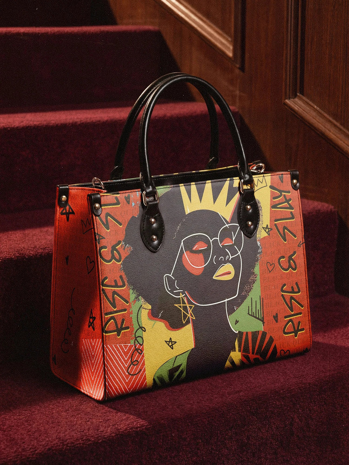 Afroyla "Aina" Flame Red Leather Handbag