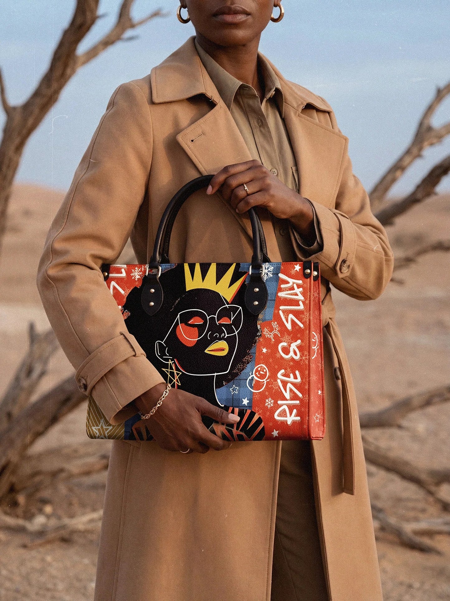 Afroyla "Aina" Frosted Cherry Leather Handbag