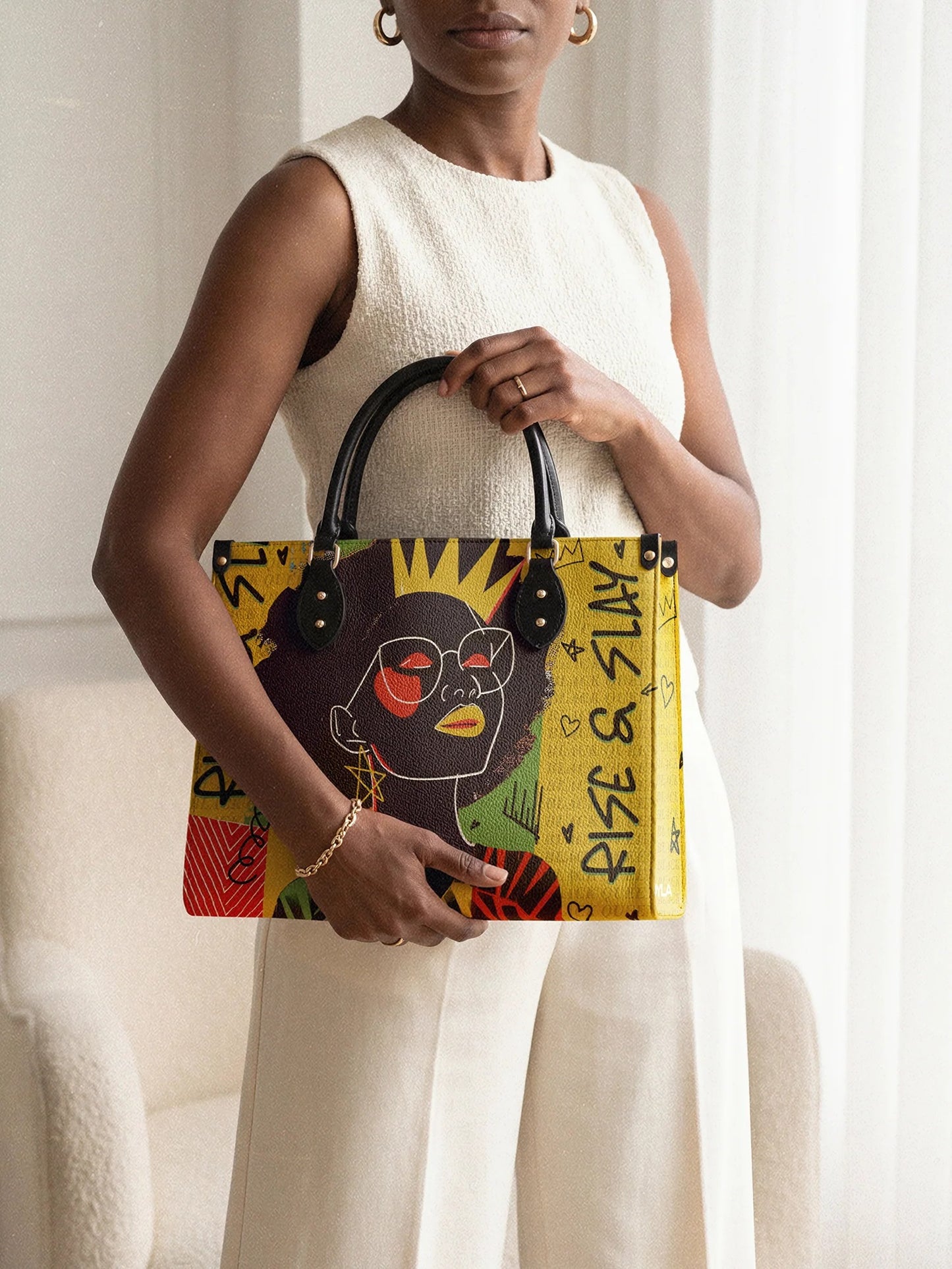 Afroyla "Aina" Lemon Zest Leather Handbag