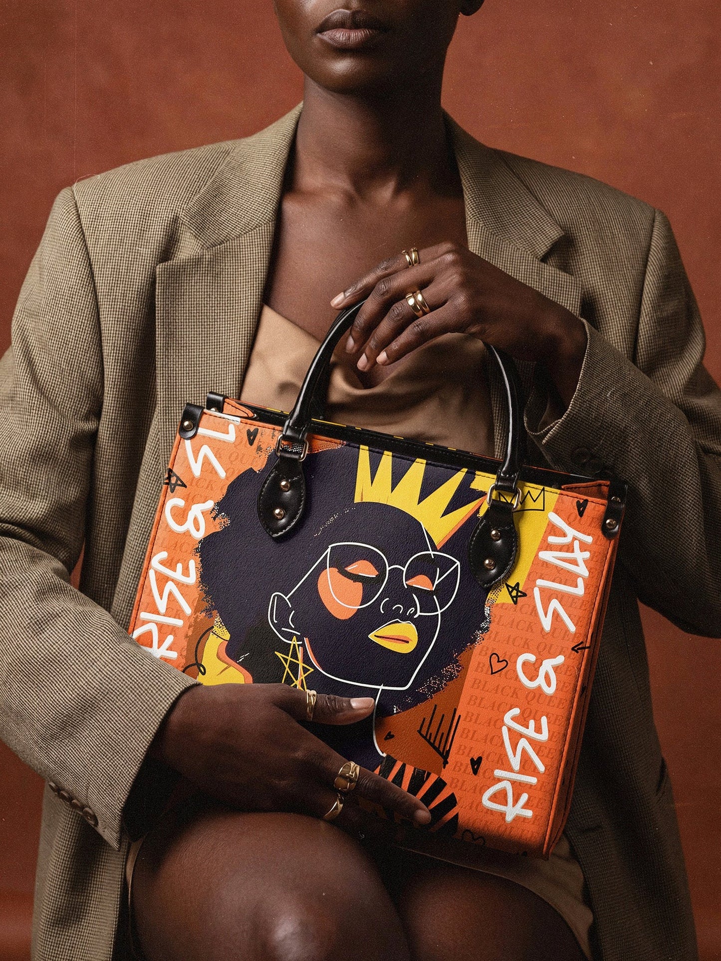 Afroyla "Aina" Orange Sorbet Leather Handbag