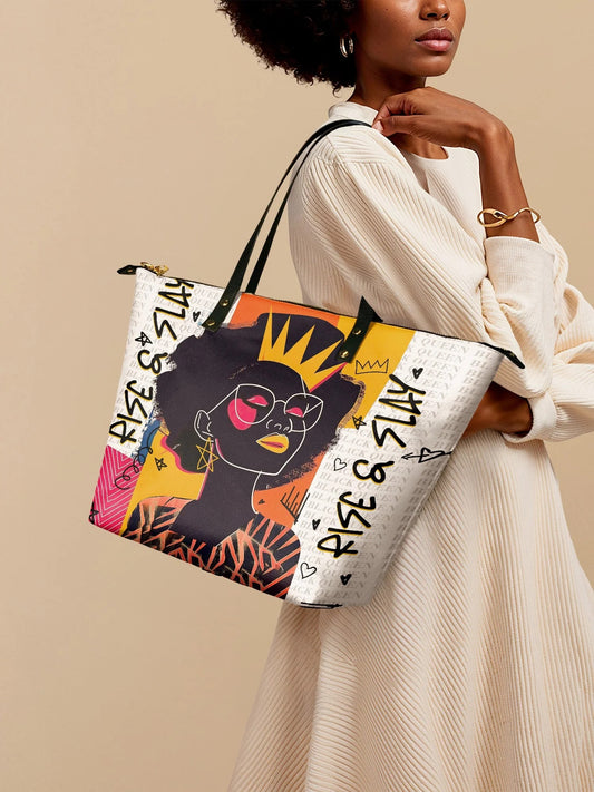Afroyla "Aina" Coconut White Leather Tote Bag