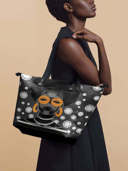 Afroyla "Fahari" Monochrome Leather Tote Bag