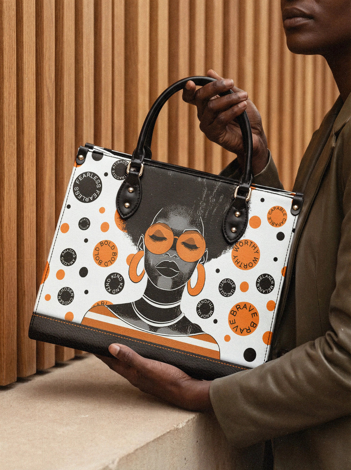 Afroyla "Fahari" Marshmallow Citrus Leather Handbag