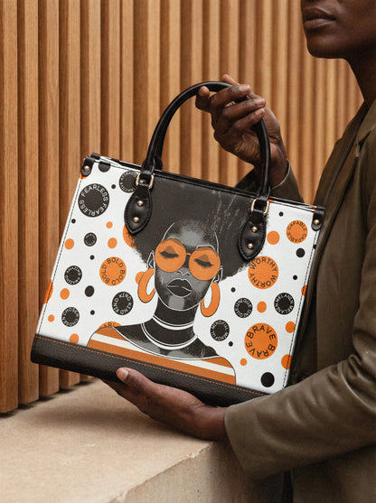 Afroyla "Fahari" Marshmallow Citrus Leather Handbag