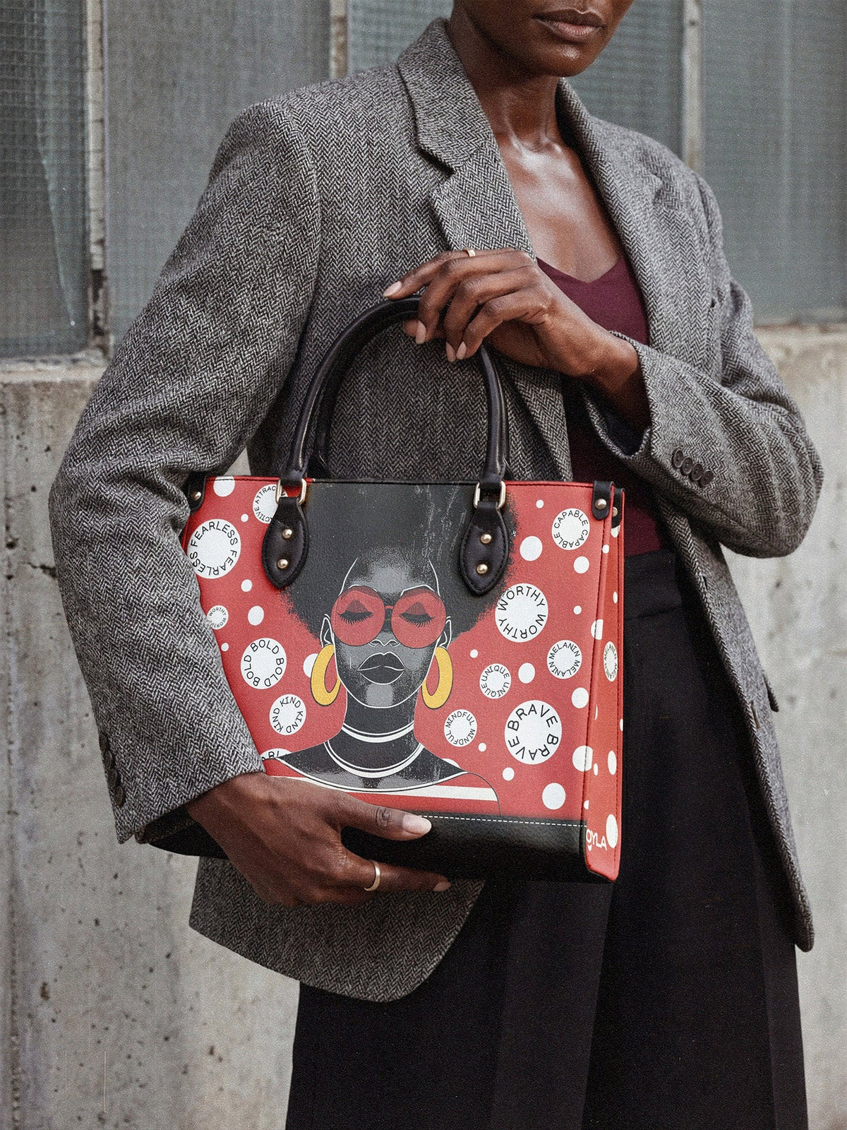 Afroyla "Fahari" Strawberry Pop Leather Handbag