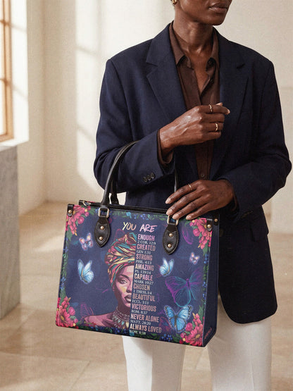 Afroyla "Imani" Blue Orchid Leather Handbag