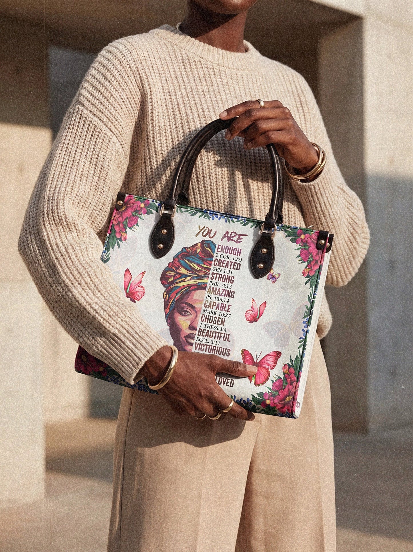 Afroyla "Imani" Dove White Leather Handbag