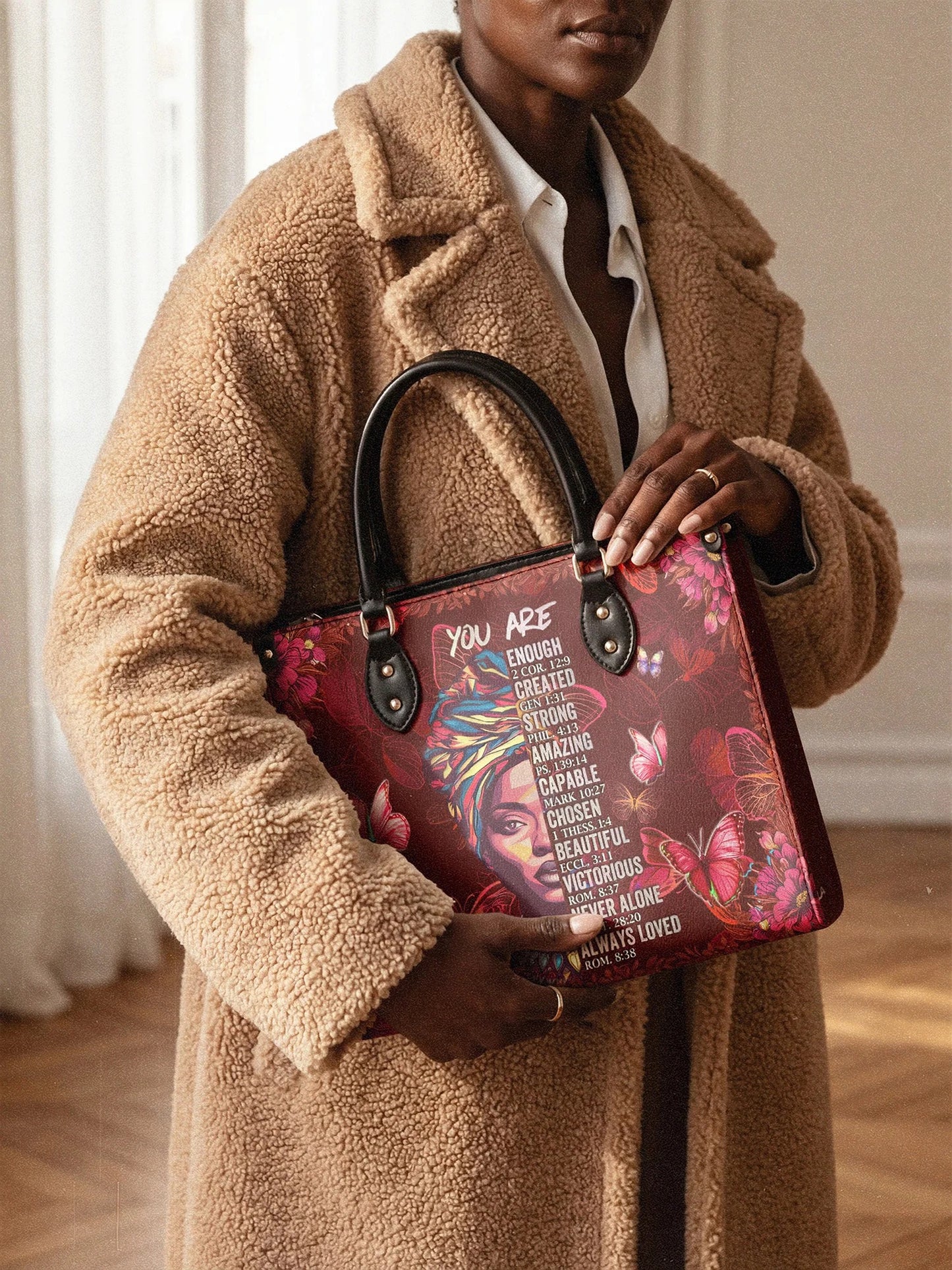 Afroyla "Imani" Pomegranate Red Leather Handbag